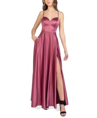 b darlin v neck satin ball gown