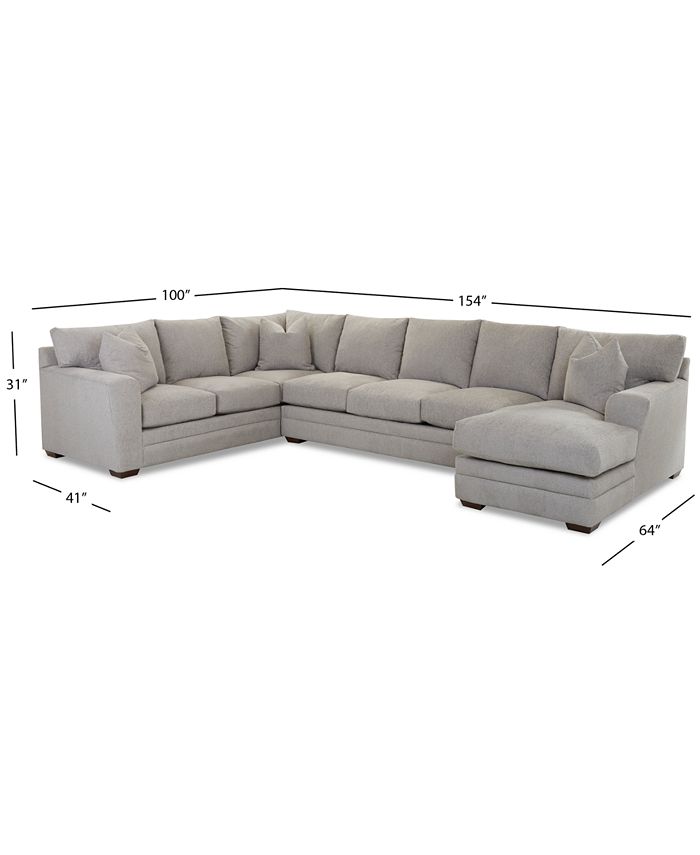 Macy's CLOSEOUT! Loranna 3Pc. Fabric Sectional with Chaise, Created