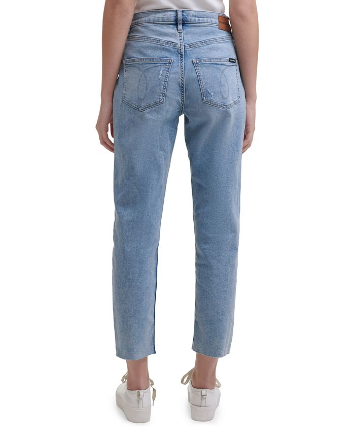 Calvin Klein Jeans High-Rise Distressed Ankle Jeans - Macy's