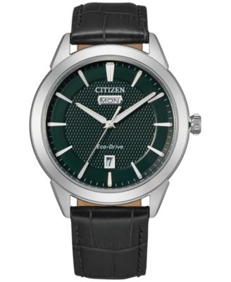 Citizen Eco-Drive Men's Corso Black Leather Strap Watch 40mm