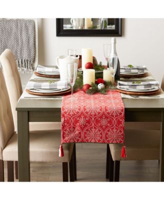 Joyful Snowflakes Jacquard Collection for Everyday Use, Holidays and Dinner Parties, Table Runner, 14" x 108"