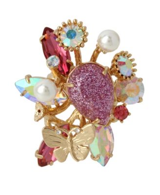 Betsey Johnson Butterfly Cluster Ring - Macy's