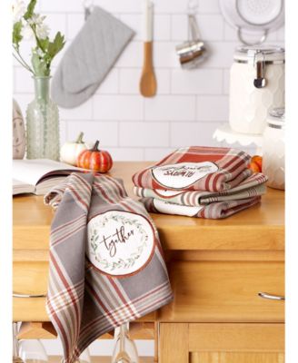 Thanksgiving Cozy Picnic, Plaid Dishtowel, Set of 4