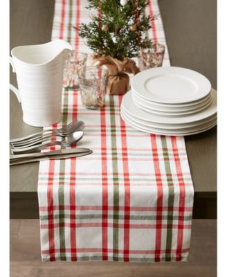 Kitchen and Table Top Jolly Tree Collection Table Runner, Nutcracker Plaid, 14" x 72"