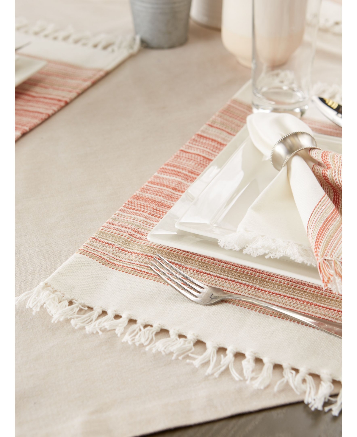 Design Import Fringed Stripe Table Toppers, 13