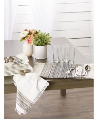 Fringed Stripe Table Toppers, 13" x 20", Set of 6