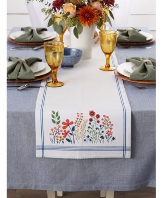 Flower Garden Embellished Table Runner, 14" x 72"