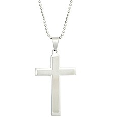 Men's Brushed Stainless Steel Cross Pendant Necklace