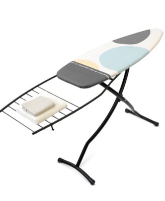 Brabantia Ironing Board D 53 x 18 In with Heat Resistant Parking Zone and Linen Rack, with Spring Bubbles Cover and Black Frame