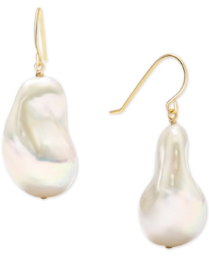 Macy's Cultured Freshwater Baroque Pearl (13-15mm) Drop Earrings In 14k Gold-plated Sterling Silver