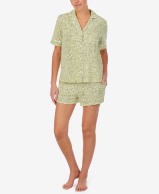 DKNY Sleepwear Printed Notched Collar Top Shorts Pajama Set Macy s