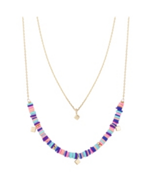 Unwritten Gold Flash Plated Multi-color Disc Bead Layered Pendant Necklace