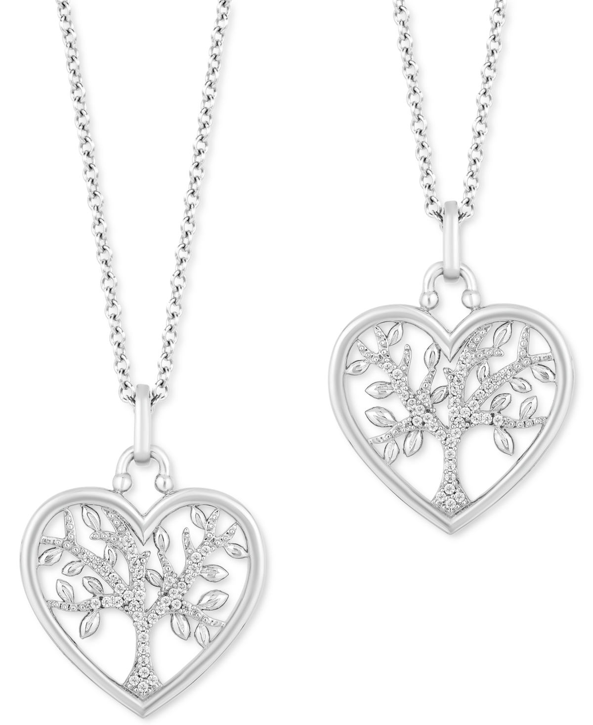 Hallmark Diamonds 2-Pc. Set Diamond "Wear One Share One" Family Tree Pendant Necklaces (1/5 ct.tw) in Sterling Silver, 16" + 2" extender