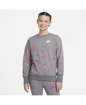 Nike Big Girls Sportswear Printed Crew Sweatshirt