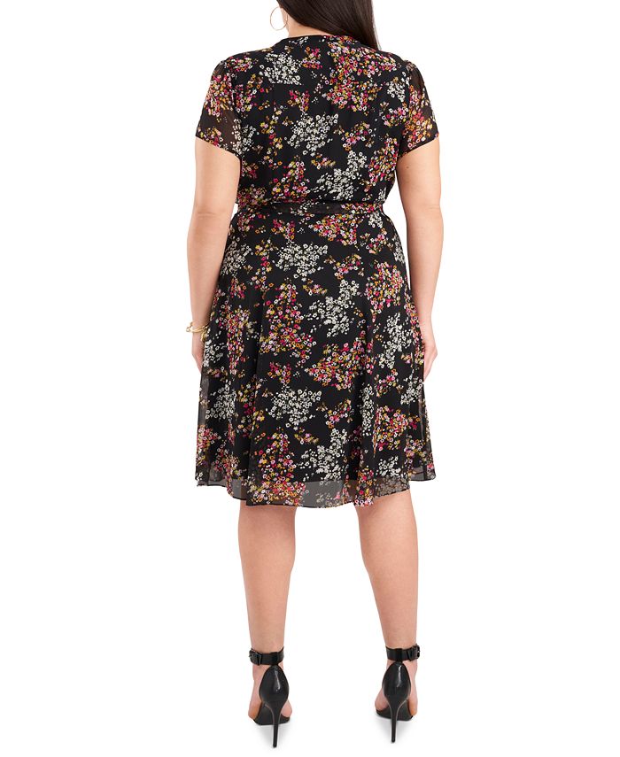 MSK Plus Size Chiffon Pin-Tucked Floral Shirtdress - Macy's
