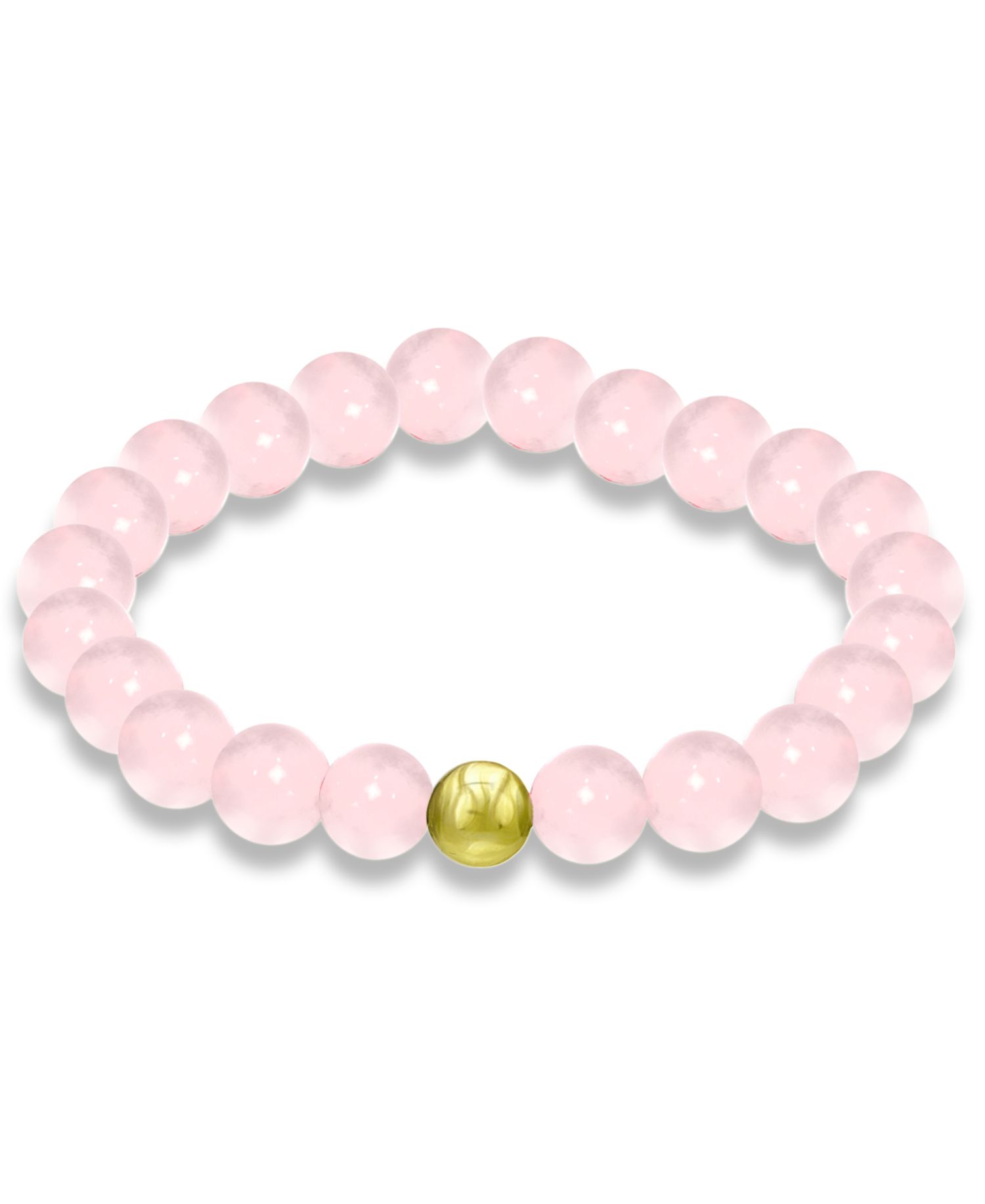 Genuine Stone Bead Stretch Bracelet with Silver Plate or Gold Plate Bead Accent