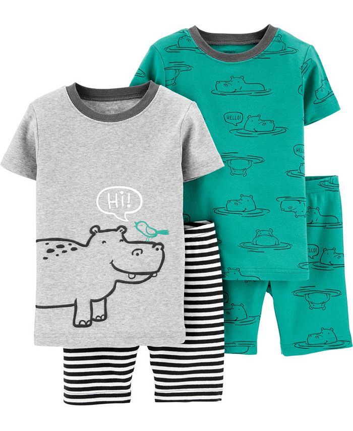 Carter's Toddler Boys Hippo Snug Fit Pajamas, 4 Piece - Macy's