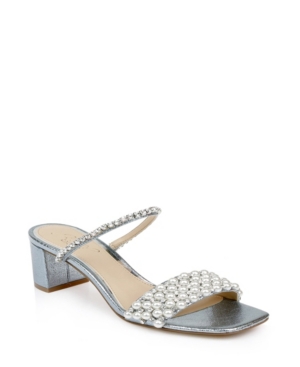 JEWEL BADGLEY MISCHKA ORSEN EMBELLISHED SLIDE SANDALS WOMEN'S SHOES
