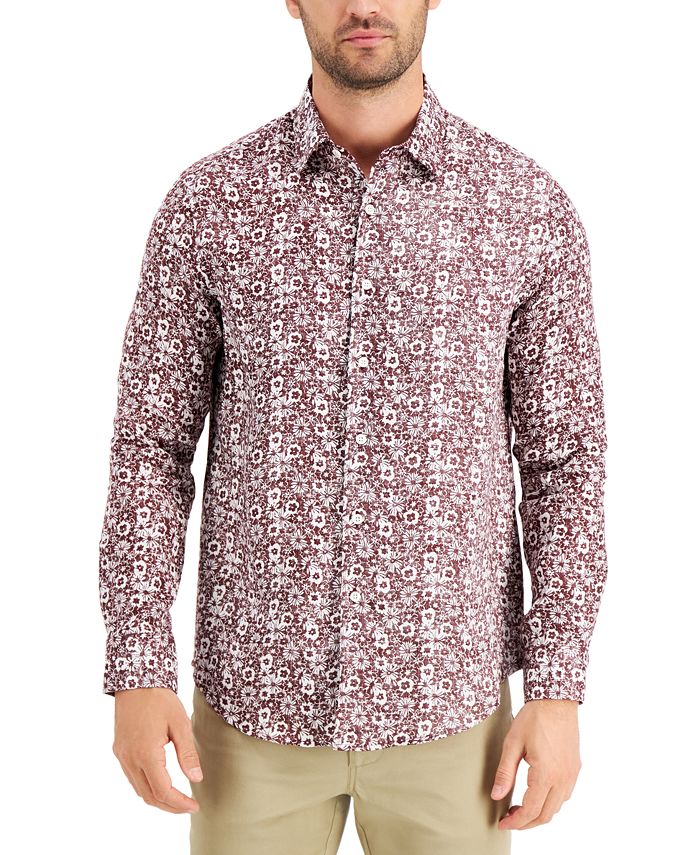 Tasso Elba Men's Afara Flora Linen Shirt, Created for Macy's - Macy's
