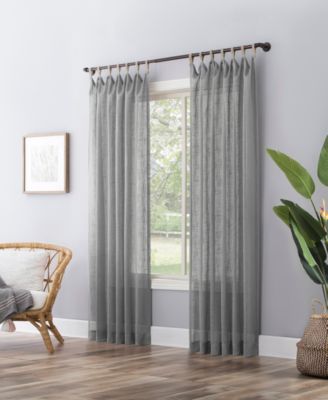 Ceri Linen Texture Jute Tabs Semi-Sheer Tab Top Curtain Panel