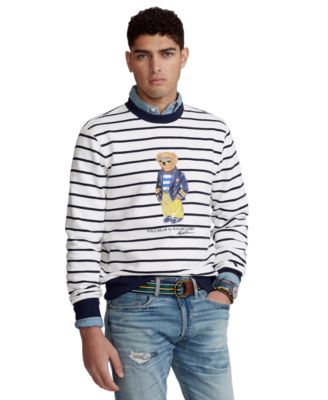 striped polo bear fleece sweatshirt