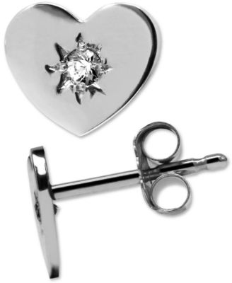 Jac + Jo by Anzie - White Sapphire Heart Stud Earrings (1/10 ct. t.w.) in Sterling Silver