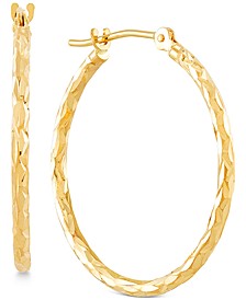 Textured Small Oval Hoop Earrings in 10k Gold