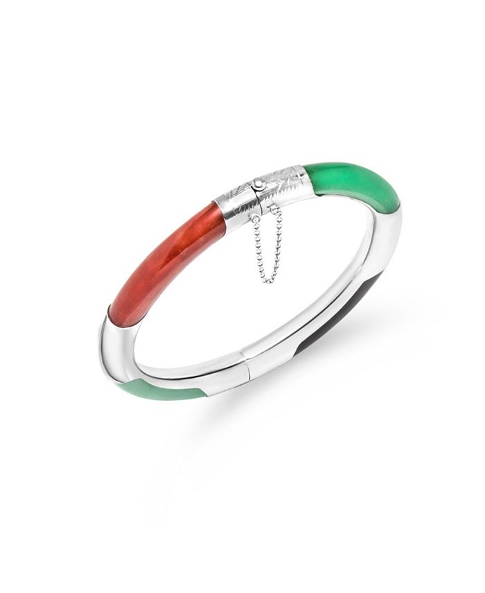 Macy s Dyed Multi Jade 8mm Hinged Bangle Bracelet in Sterling
