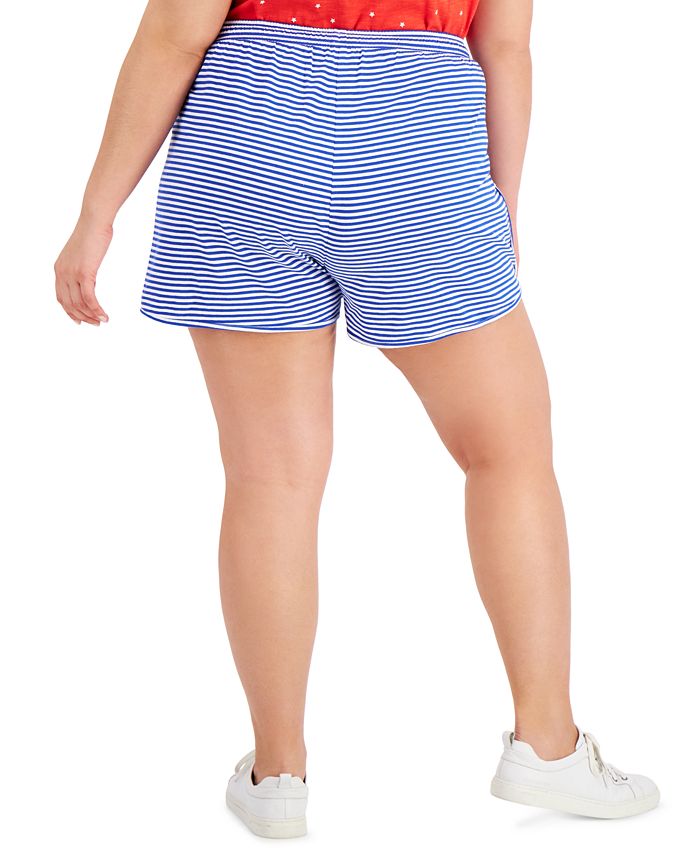 Style & Co Plus Size Striped Cutaway Shorts, Created for Macy's - Macy's
