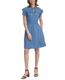 Petite Stitched Ruffled A-Line Dress