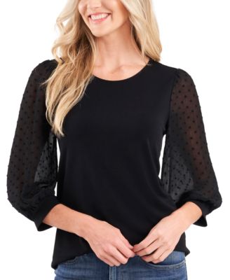 CeCe - Clip-Dot Sleeve Top