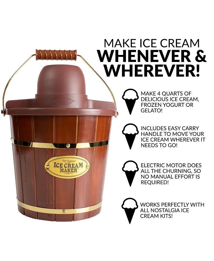 Nostalgia ICMW400 4Quart Wood Bucket Ice Cream Maker Macy's