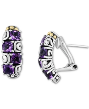 Effy Collection Effy Amethyst Curved Stud Earrings (2-7/8 Ct. T.w.) In Sterling Silver & 18k Gold-plate In Purple