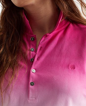 Lauren Ralph Lauren Plus Size Dip-Dyed Polo Top - Macy's