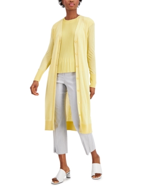 Alfani Button-front Spring Cardigan, Created For Macy's In Natural Raffia