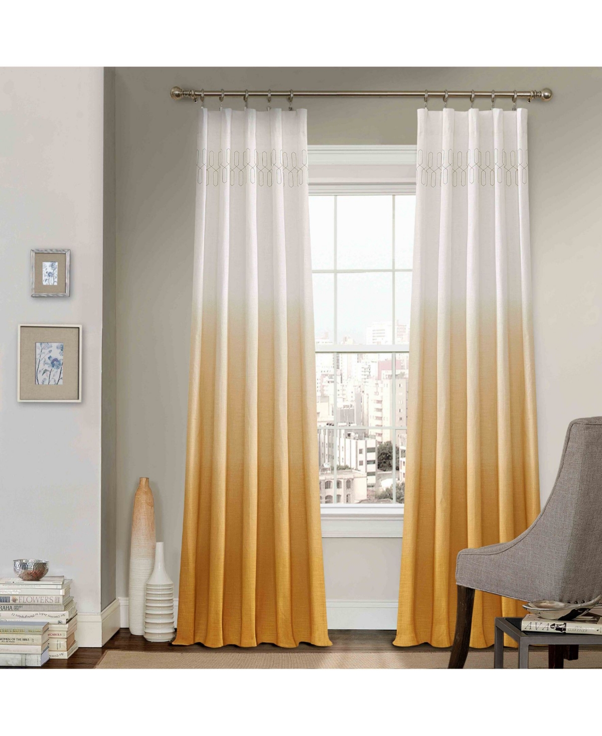 Vue Arashi Ombre 52" X 84" Curtain Panel In Gold