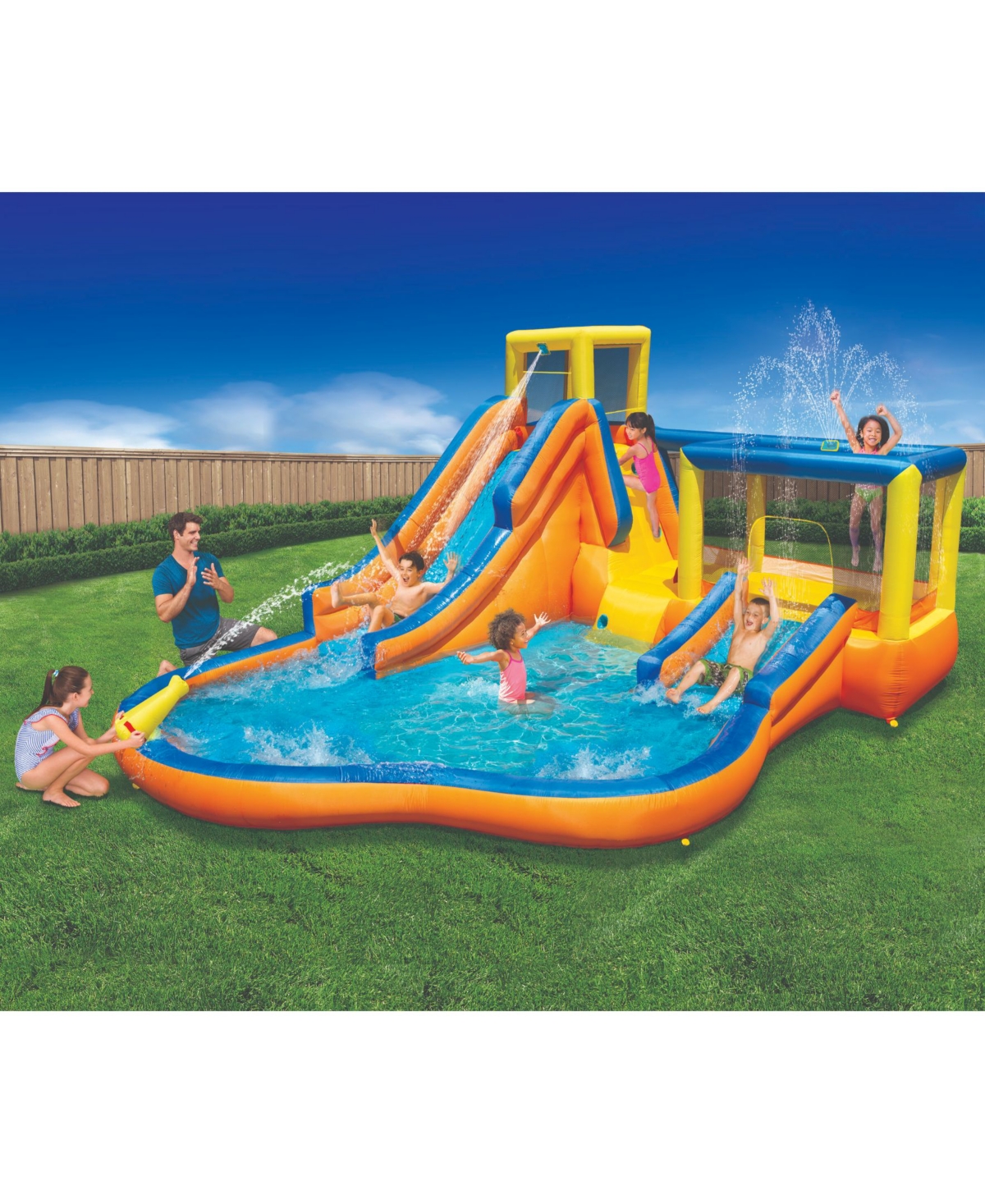 Banzai Inflatable Slide 'n Bounce Splash Park Water Park In Open Misce
