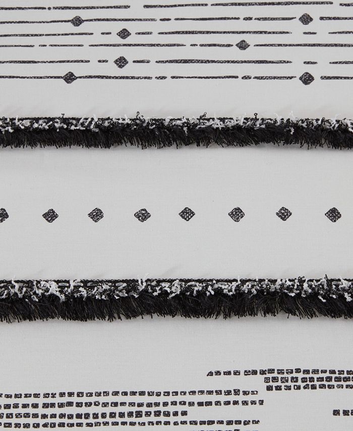 INK+IVY NEA 100% cotone tenda da doccia con nappe boho, stampa a righe, lavabile