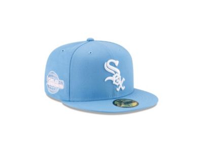 light blue and pink fitted hat