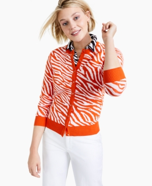 Charter Club Zebra-Print Cardigan Sweater Created for Macy's