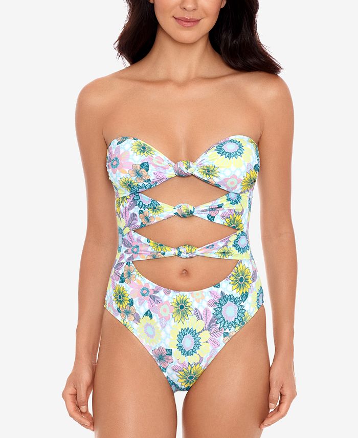 Salt + Cove In Full Bloom Printed KnotFront OnePiece Swimsuit