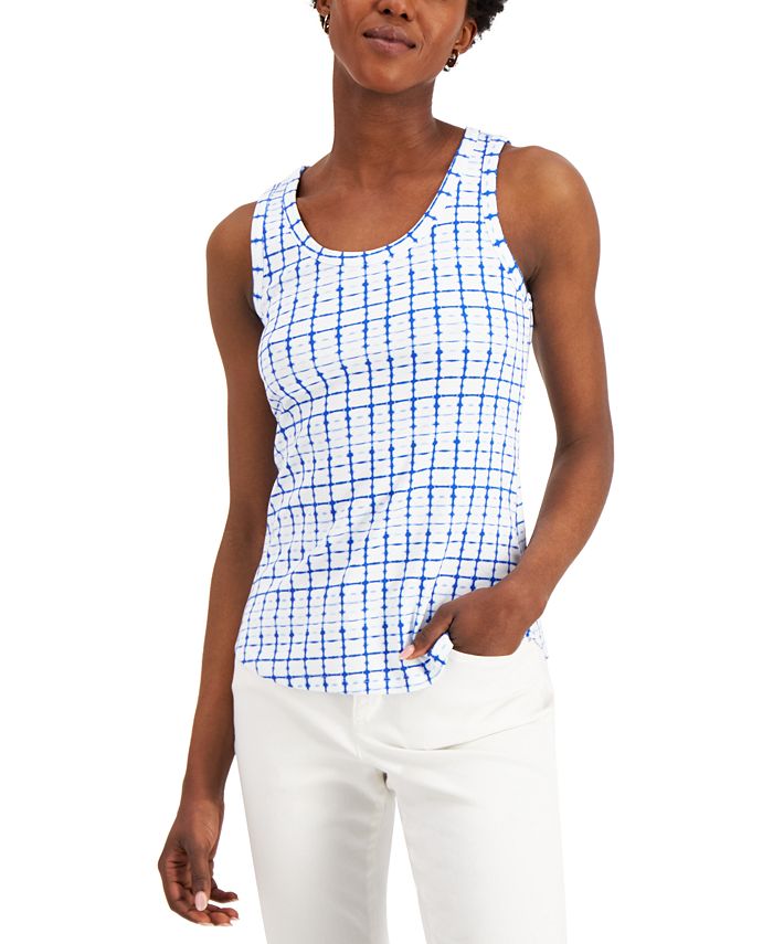 Charter Club Pima Cotton Printed Tank Top, Created for Macy's & Reviews ...