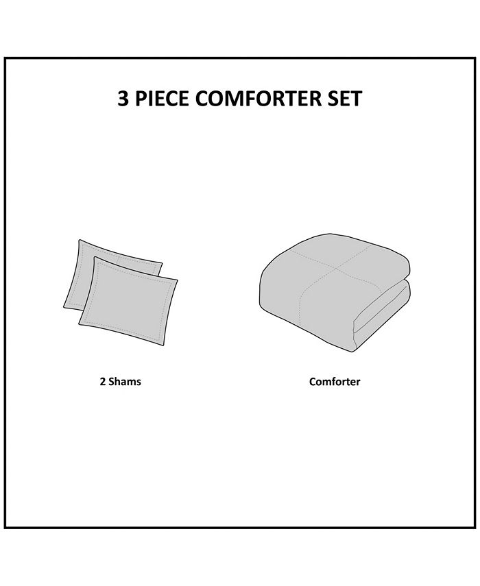 INK+IVY Kara 3 Piece Cotton Jacquard Comforter Set, Full/Queen Macy's