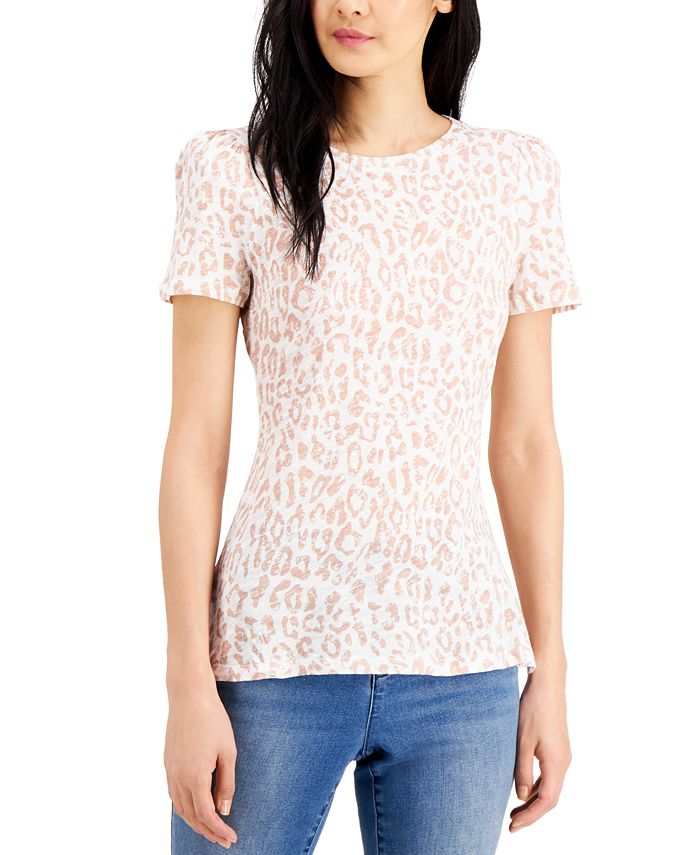 INC International Concepts INC Printed Cotton Puff-Sleeve T-Shirt ...
