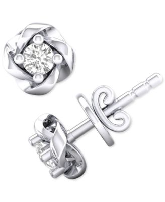 Macy's - Diamond Swirl Stud Earrings (1/10 ct. t.w.) in 10k White Gold or 10k Yellow Gold