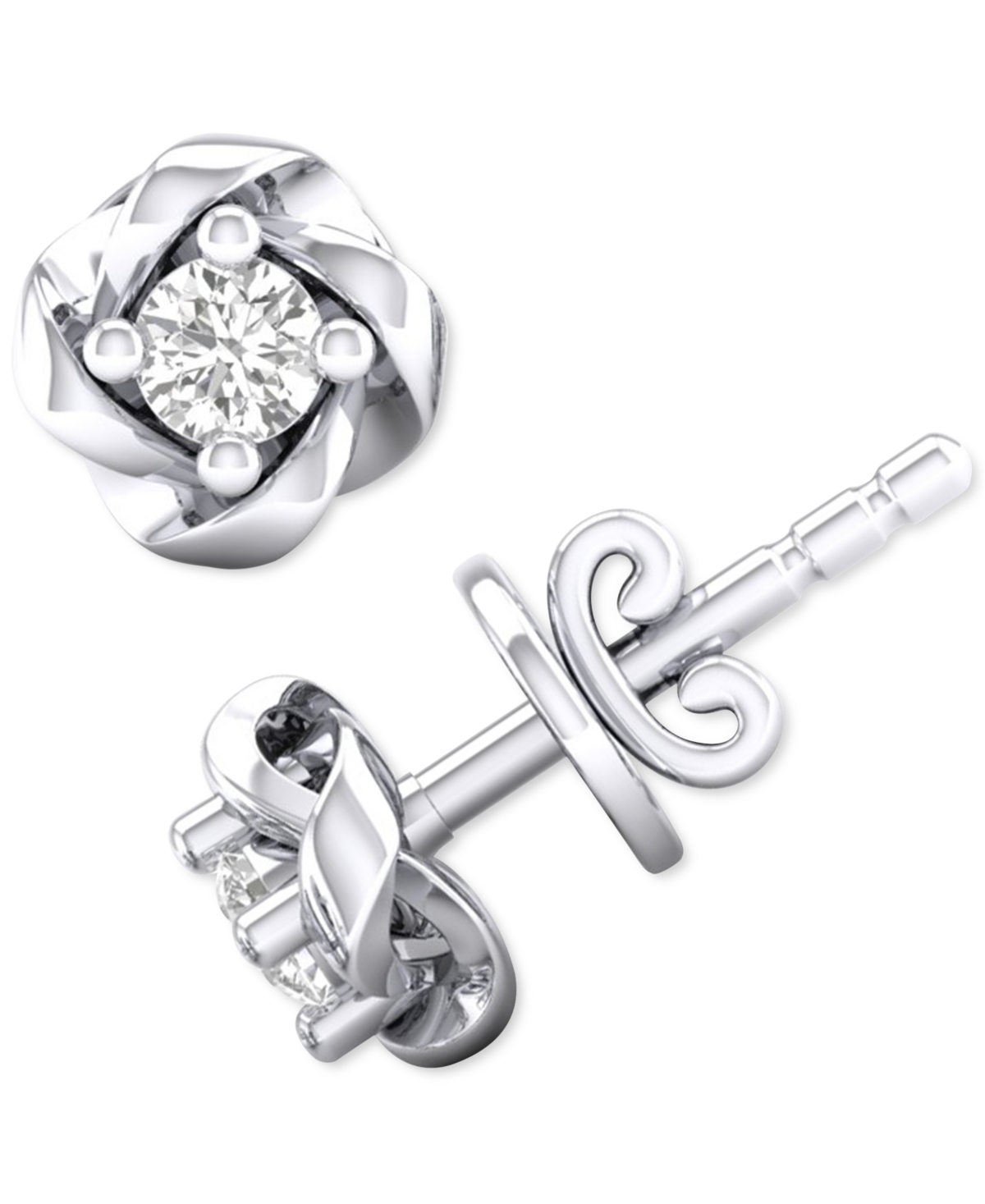 Macy's Diamond Swirl Stud Earrings (1/10 Ct. T.w.) In 10k White Gold Or 10k Yellow Gold In Gold