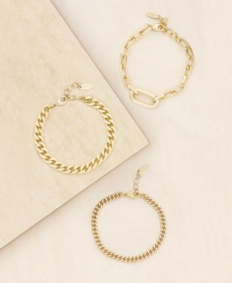 Gold Plated Chain Link Bracelet Set of 3