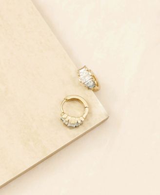 Crystal and Gold Plated Huggie Hoops