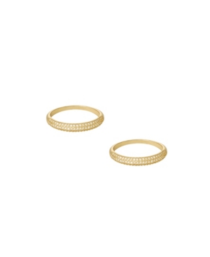 Ettika Pave Ring Set Of 2 In Gold Plated