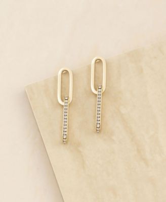 Elongated Link Crystal Earrings